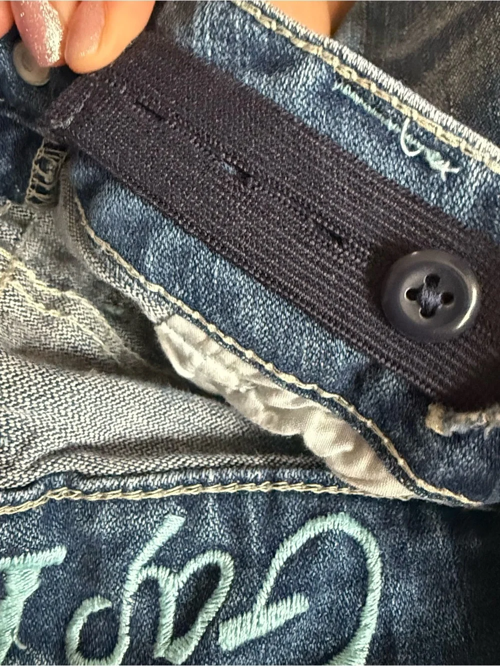 GAP Blue Cropped Jeans with Green Embroidered Butterflies